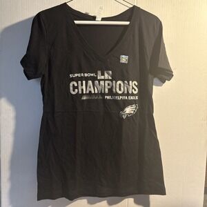 Women's Philadelphia‎  Eagles LII V-neck Black Super  Bowl Champions New Large